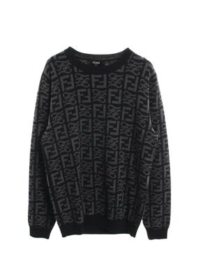 Fendi Men's Black & Gray All-Over FF Logo Crewneck Sweater